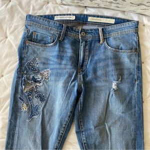 Pilcro slim boyfriend patch work jeans, Size 30